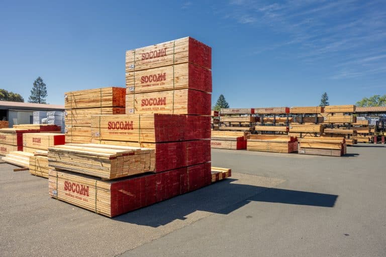 A view of the large lumberyard at Mead Clark